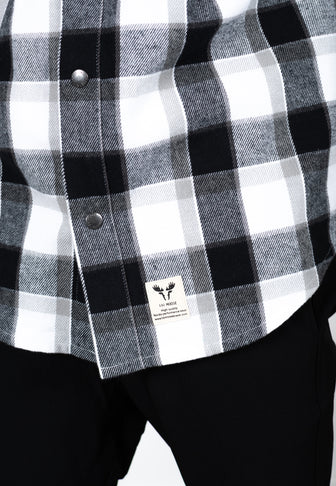Fat Moose ADRIAN CHECKED COTTON SHIRT Shirts L/S Black Check / Mid Grey Check