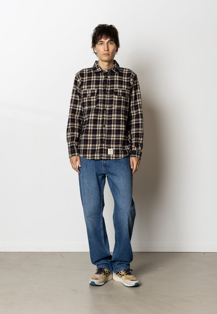 Fat Moose ADRIAN COTTON SHIRT Shirts L/S Dark Navy/Ecru