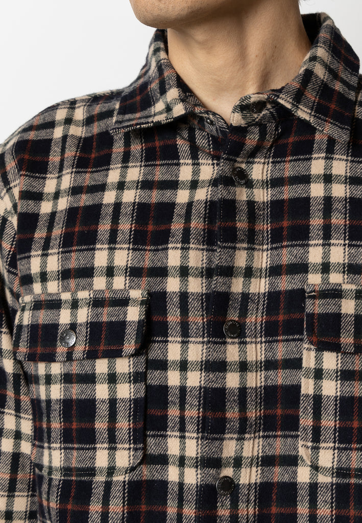 Fat Moose ADRIAN COTTON SHIRT Shirts L/S Dark Navy/Ecru