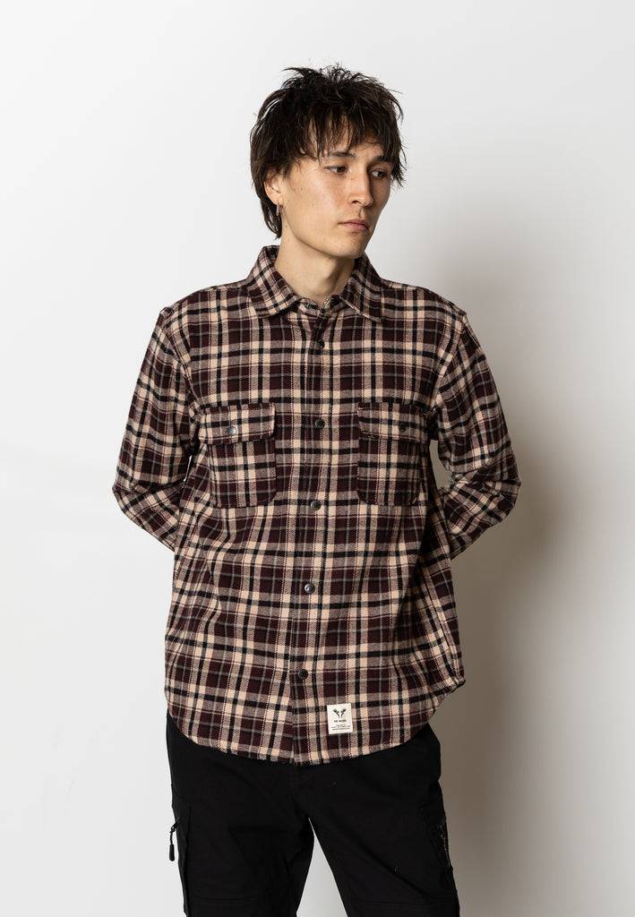 Fat Moose ADRIAN COTTON SHIRT Shirts L/S Dark plum/Ecru