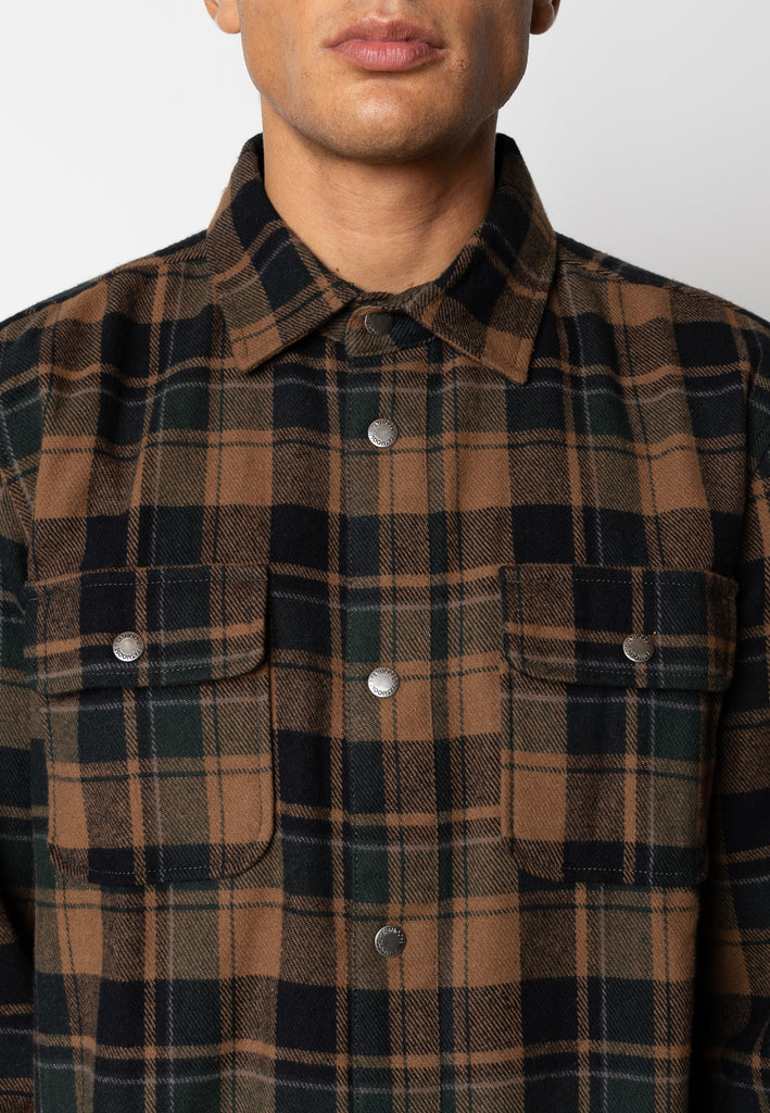 Fat Moose ADRIAN COTTON SHIRT Shirts L/S Deep green/Dark khaki