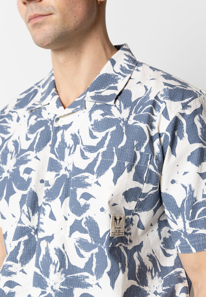 Fat Moose AIR SHIRT Shirts S/S Ecru/Dusty Blue Bold Bloom