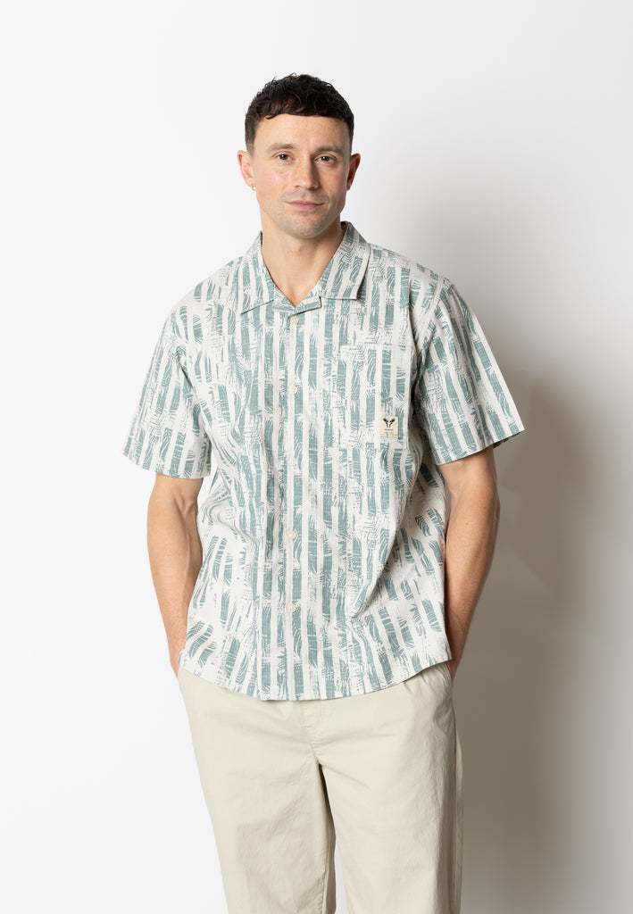 Fat Moose AIR SHIRT Shirts S/S Soft Sand/Ocean Green Stripe