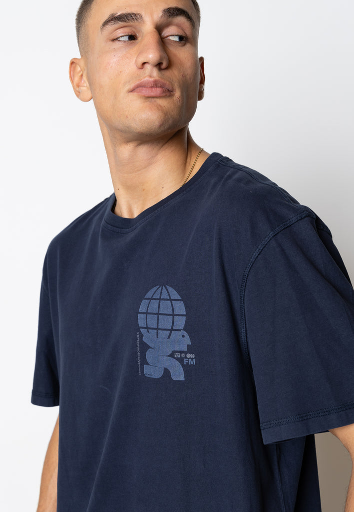 Fat Moose BLAZE PRINTED COTTON T-SHIRT T-shirts S/S Navy