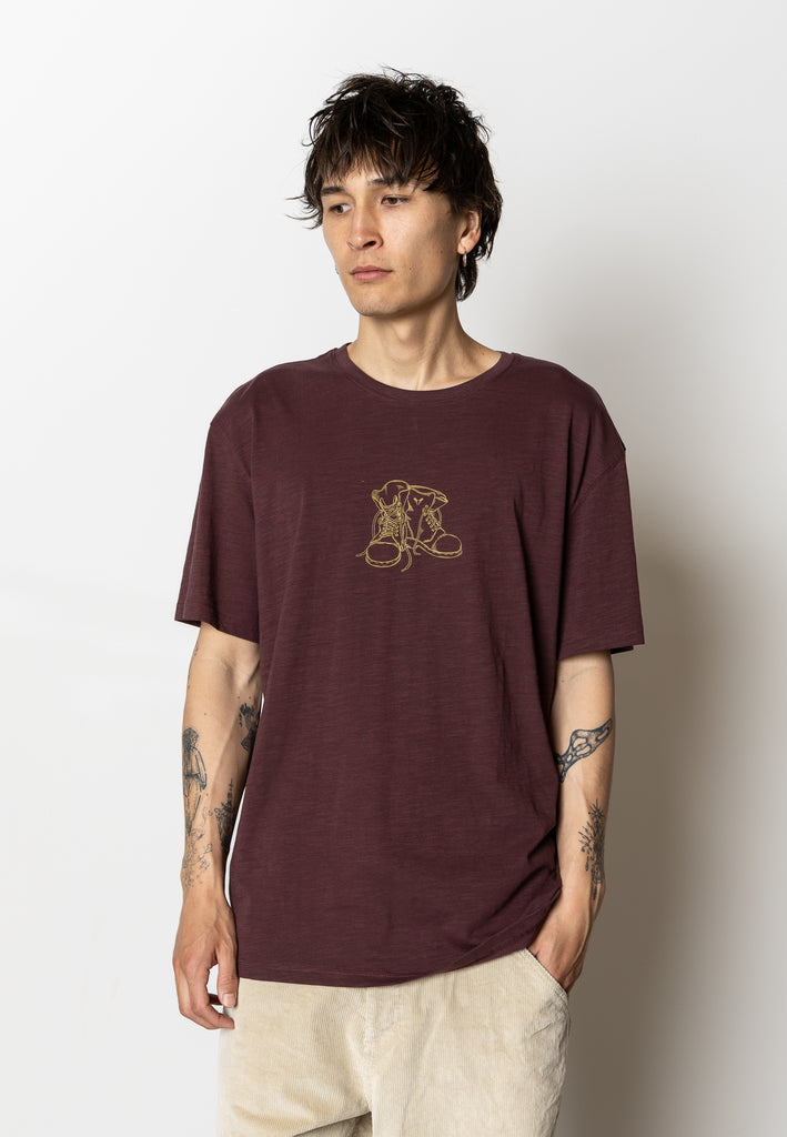 Fat Moose BOOT ORGANIC T-SHIRT T-shirts S/S Dark Plum