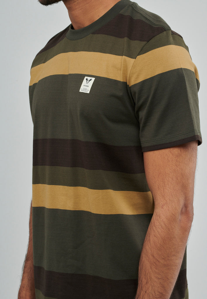 Fat Moose CALEB STRIPED COTTON T-SHIRT T-shirts S/S Green