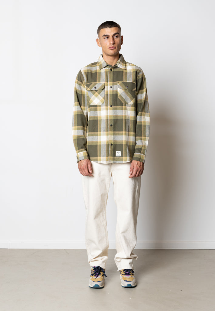 Fat Moose RYE COTTON OVERSHIRT Overshirts Army/Pistachio green check