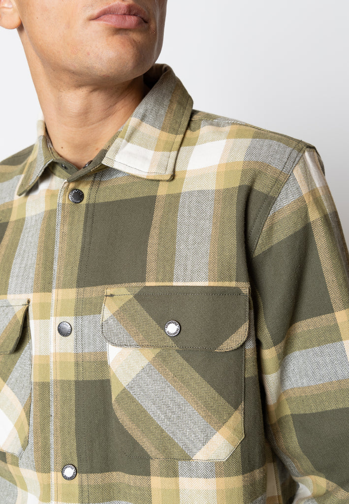 Fat Moose RYE COTTON OVERSHIRT Overshirts Army/Pistachio green check