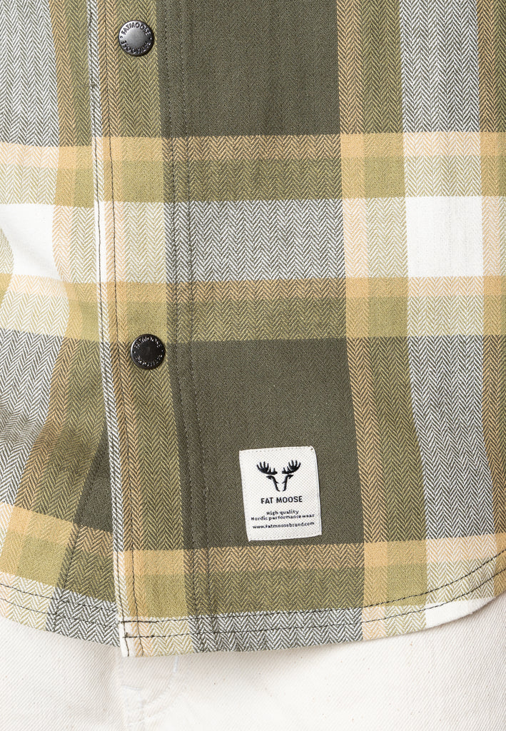 Fat Moose RYE COTTON OVERSHIRT Overshirts Army/Pistachio green check