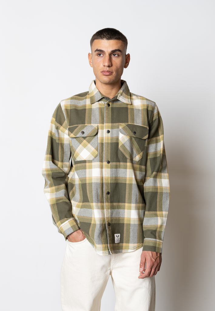 Fat Moose RYE COTTON OVERSHIRT Overshirts Army/Pistachio green check