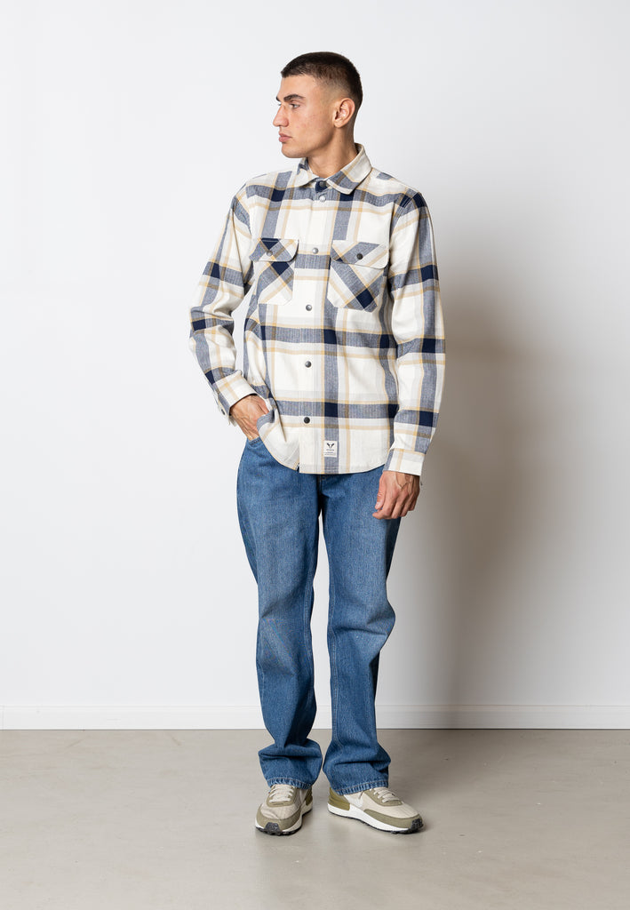 Fat Moose RYE COTTON OVERSHIRT Overshirts Ecru/Navy Check