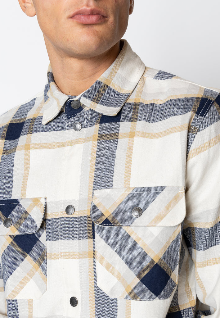 Fat Moose RYE COTTON OVERSHIRT Overshirts Ecru/Navy Check