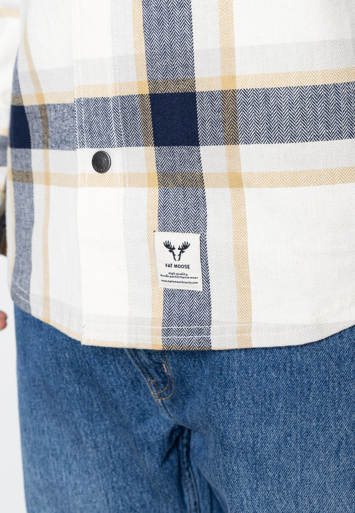 Fat Moose RYE COTTON OVERSHIRT Overshirts Ecru/Navy Check