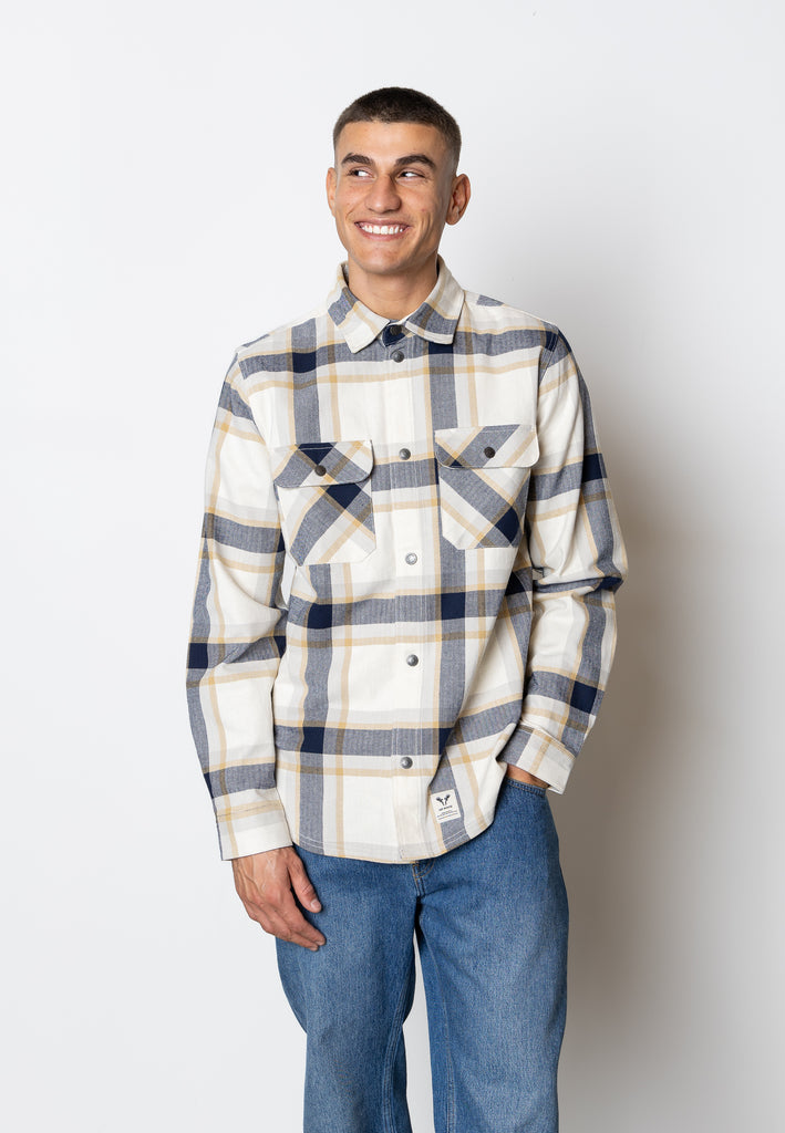 Fat Moose RYE COTTON OVERSHIRT Overshirts Ecru/Navy Check