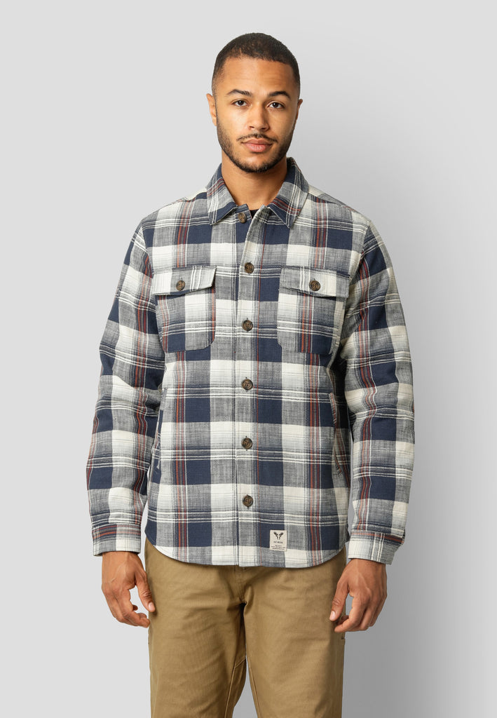 Fat Moose STEVEN CHECKED COTTON OVERSHIRT Overshirts Navy Check